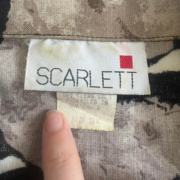 Vintage 80s Scarlett Romper Size 3/4 Faux Wrap Safari Artsy - Picture 7 of 8